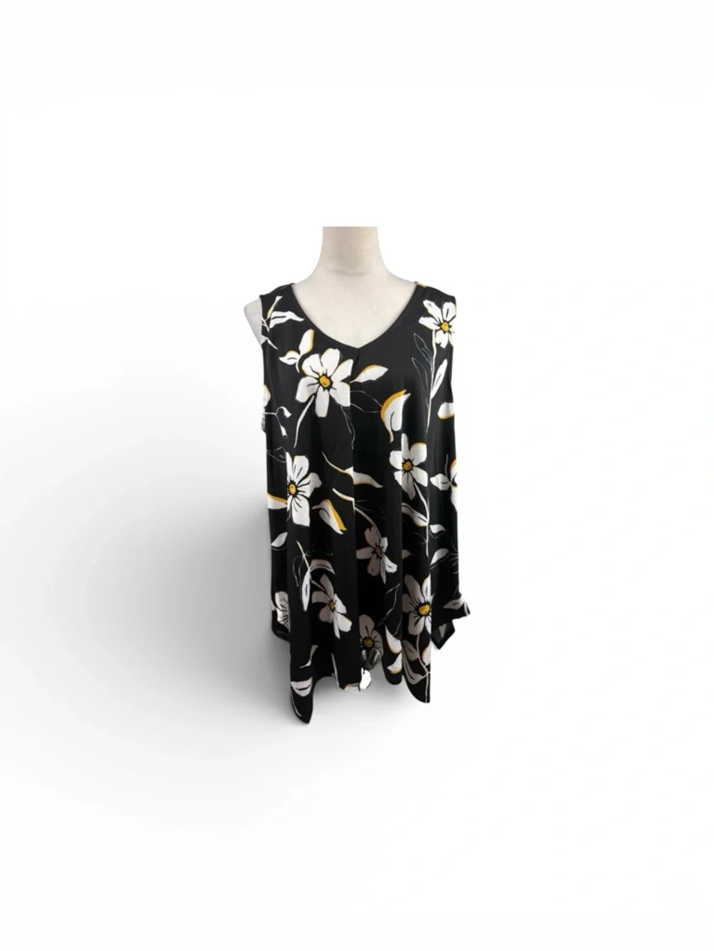 Jules & Leopold Black Tunic with White and Yellow Floral print size 1X